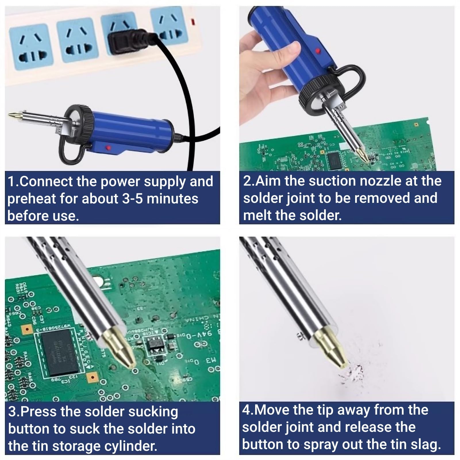 Pompe à Dessouder à Vide à Souder, ADT-3 30W Pompe à Dessouder éLectrique Entièrement Automatique, Outil De Dessoudage Sous Vide, Prise U