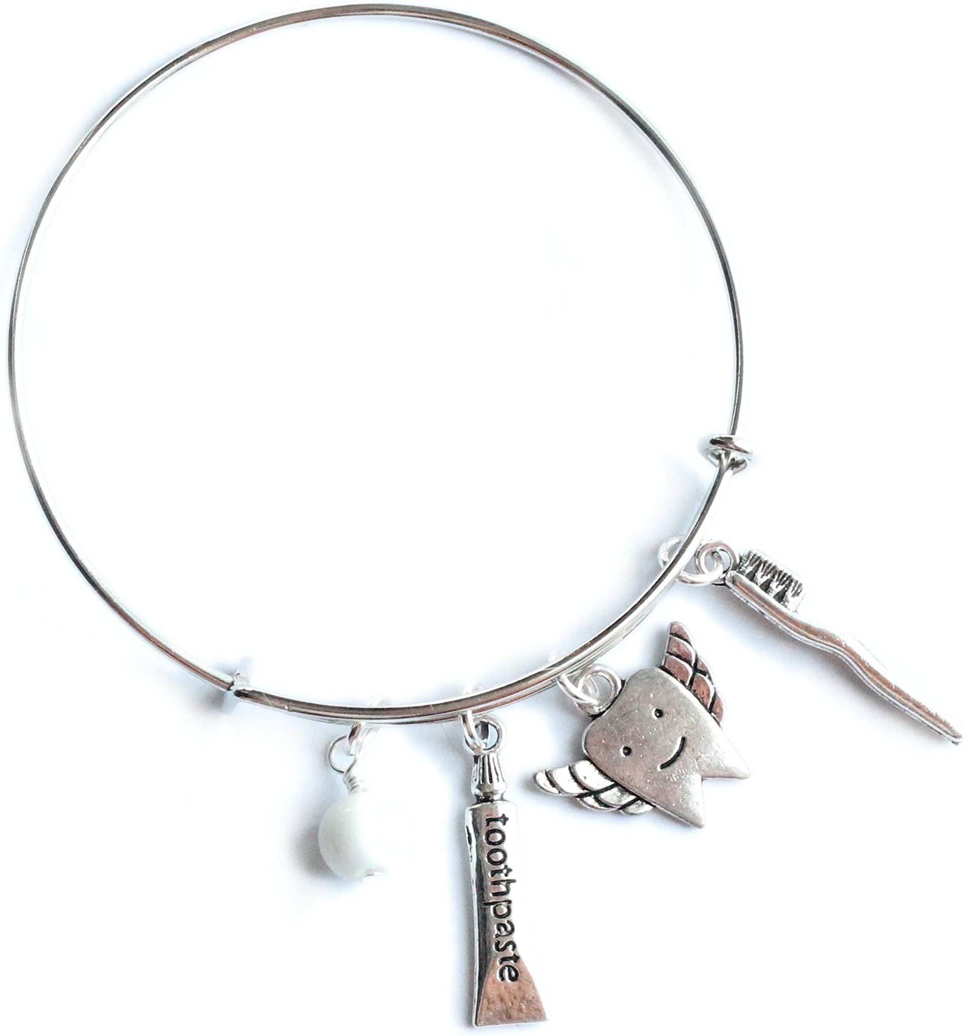 Indigo Child DesignedDentist Dental Hygienist Assistant Tooth Fairy Bangle Charm Bracelet