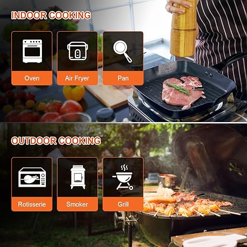 Miniatura 7 de Termómetro inalámbrico para carne, termómetro digital de cocina con sonda inalámbrica, termómetro de alimentos de alcance remoto de 500 pies, con