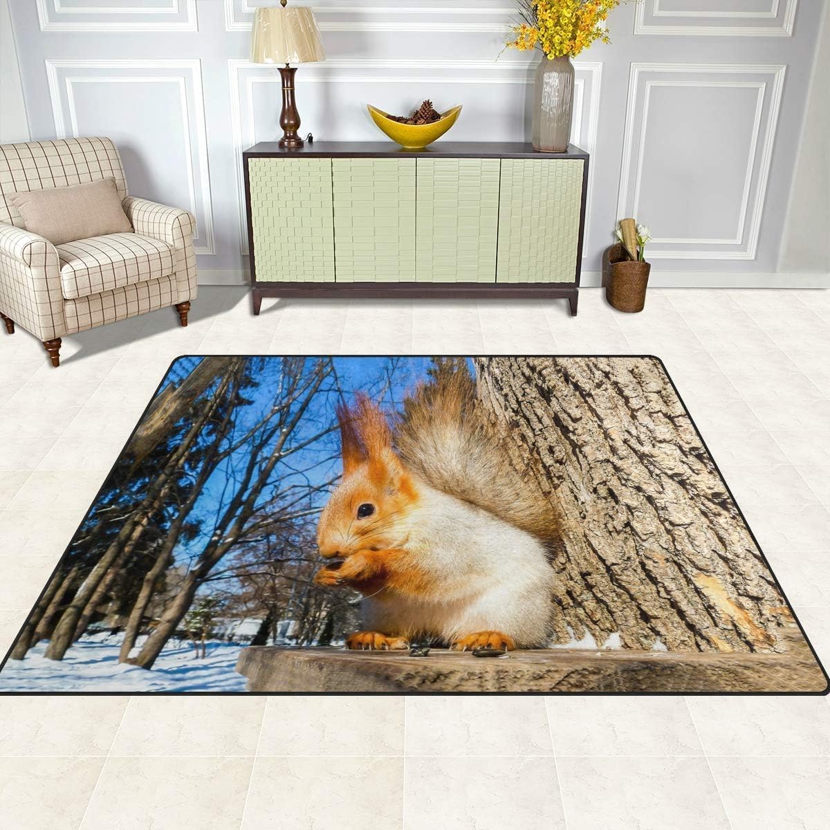 Tapis paysage forestier 120x180 à poils courts et entretien facile