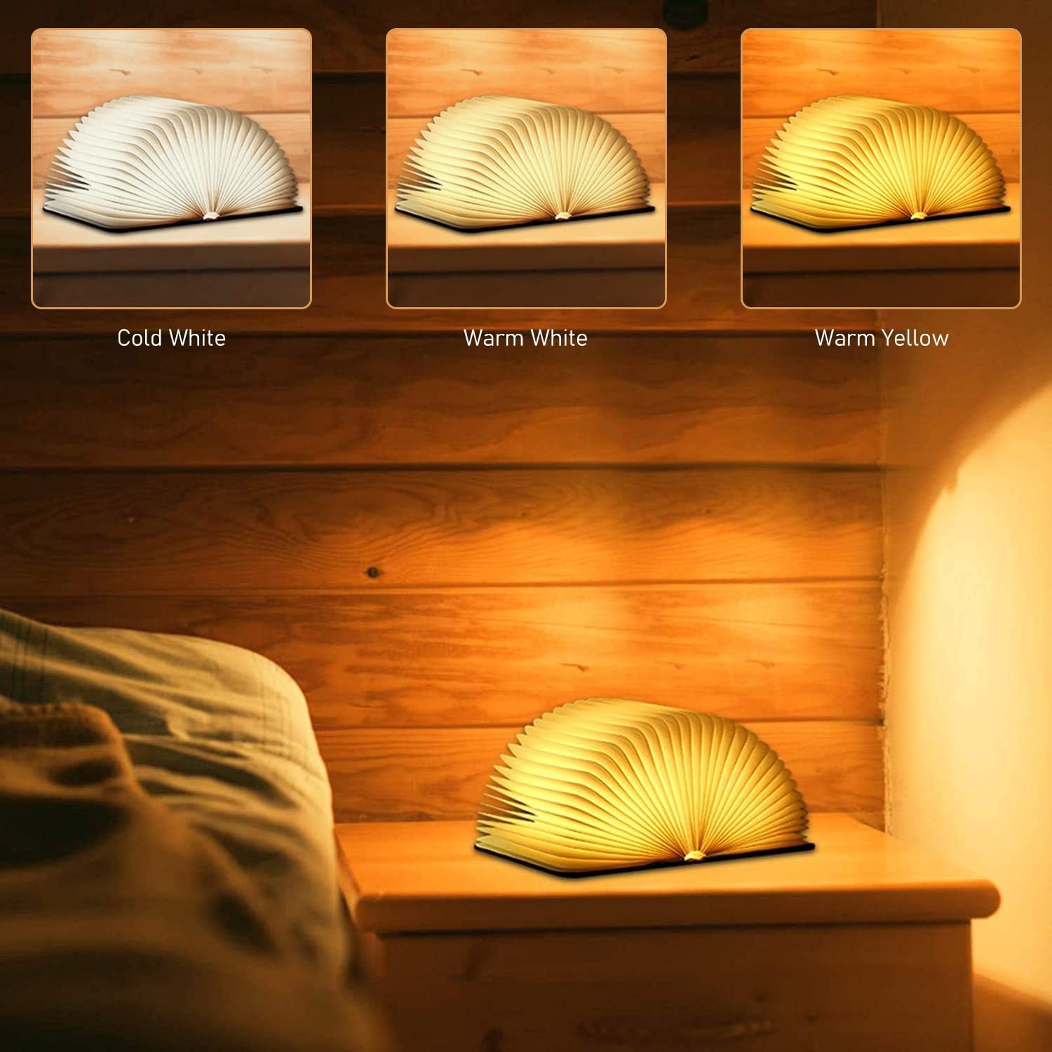 Lampada da lettura a LED, lampada da libro pieghevole, illuminazione d'atmosfera bianca calda ricaricabile tramite USB, lampada da scrivania, luce notturna, lampada da comodino per la decorazione