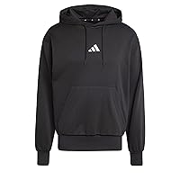 adidas Uomo Essentials Feelcozy Fleece Hoodie Sweatshirt, Black/White