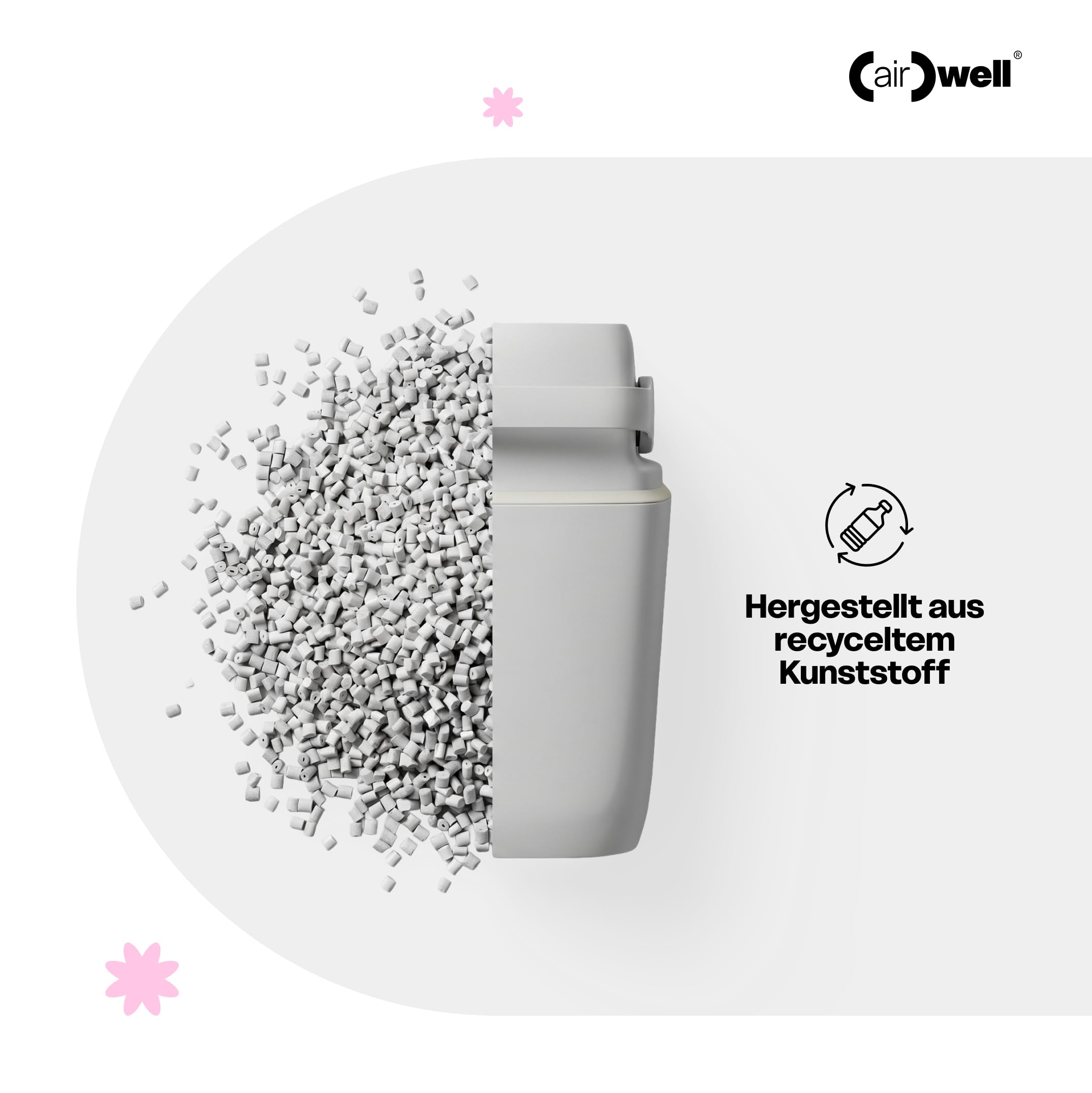 (air)well bin Windeleimer Geruchsdicht – Windelmülleimer mit Geruchsstopp-System, Einhändige Bedienung, Kapazität bis zu 22 Windeln, Hygienischer Wickeleimer für Badezimmer & Babyzimmer (Grey)