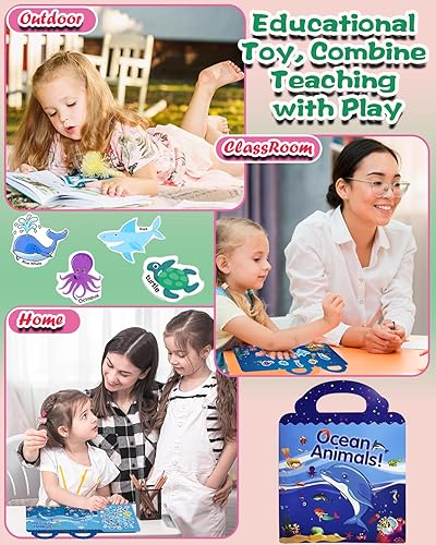 Miniatura 7 de CozyJoyz Libros de calcomanías reutilizables para niños de 2 a 4 años, bonitos libros de calcomanías de viaje para niños pequeños de 1 a 3 años, 105