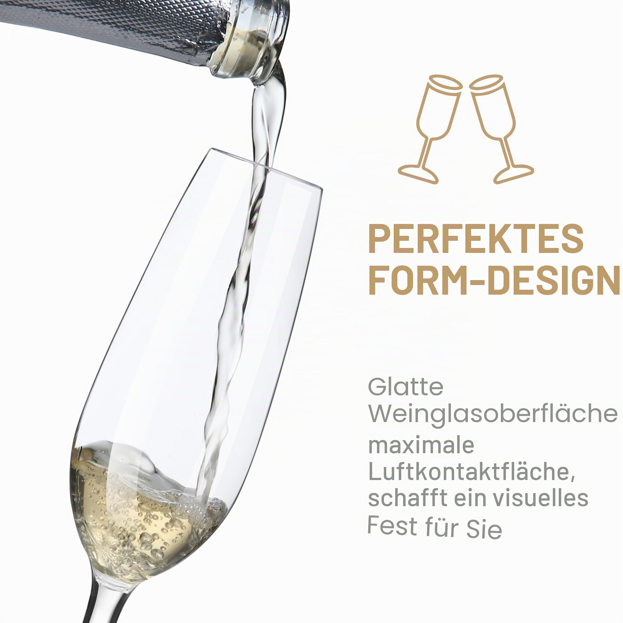 HAHASHOW Unzerbrechlich Tritan-Kunststoff Champagnergläser, Sektgläser, Camping Weingläser, 226ml Sektflöten für Party, Spülmaschinenfest, 4er Set