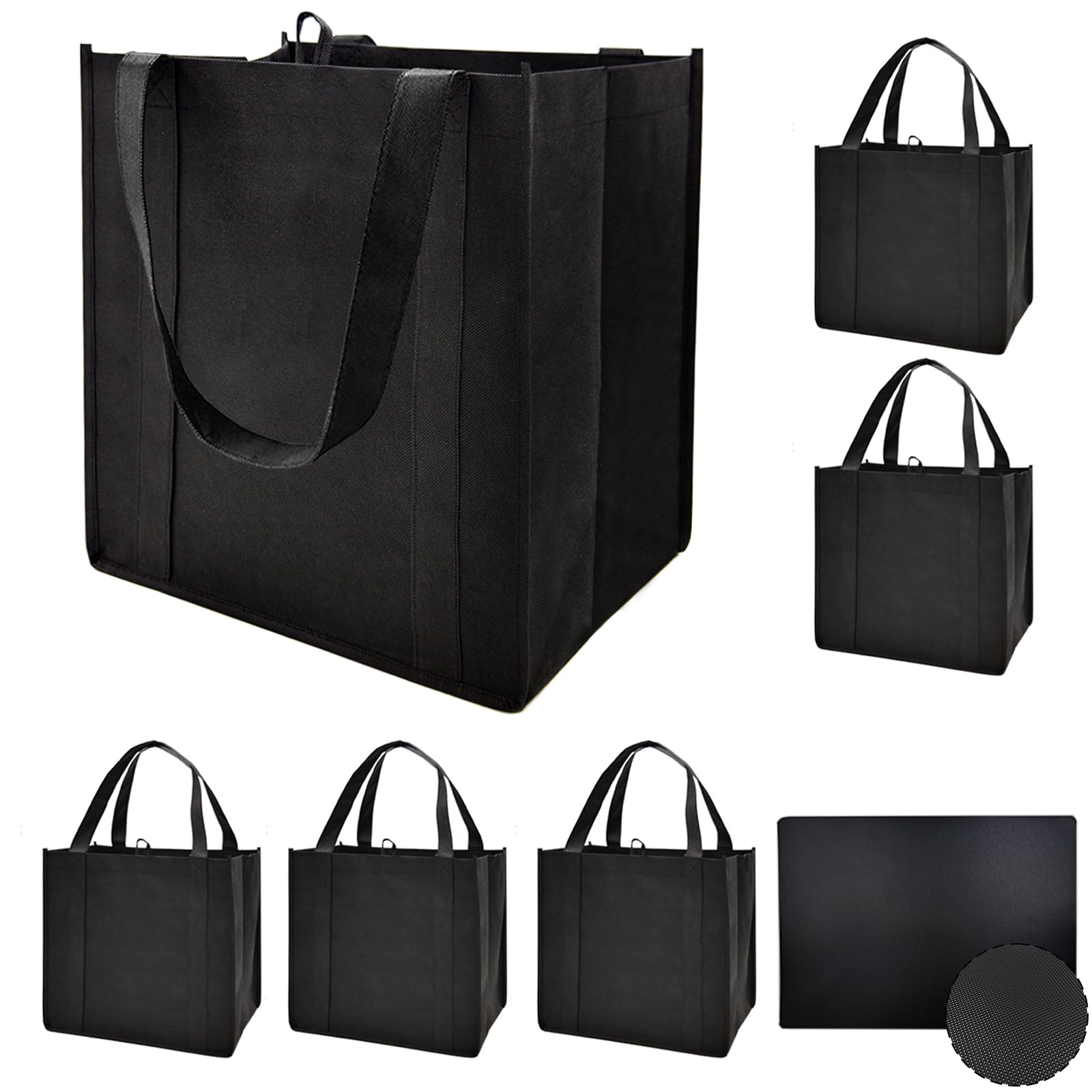 6 Pack Reusable Reinforced Handle Grocery Bags-Each with Thickened Bottom Board,Heavy Duty Large Shopping Totes,Load Capacity Over 45 Pounds,Suitable for Groceries.