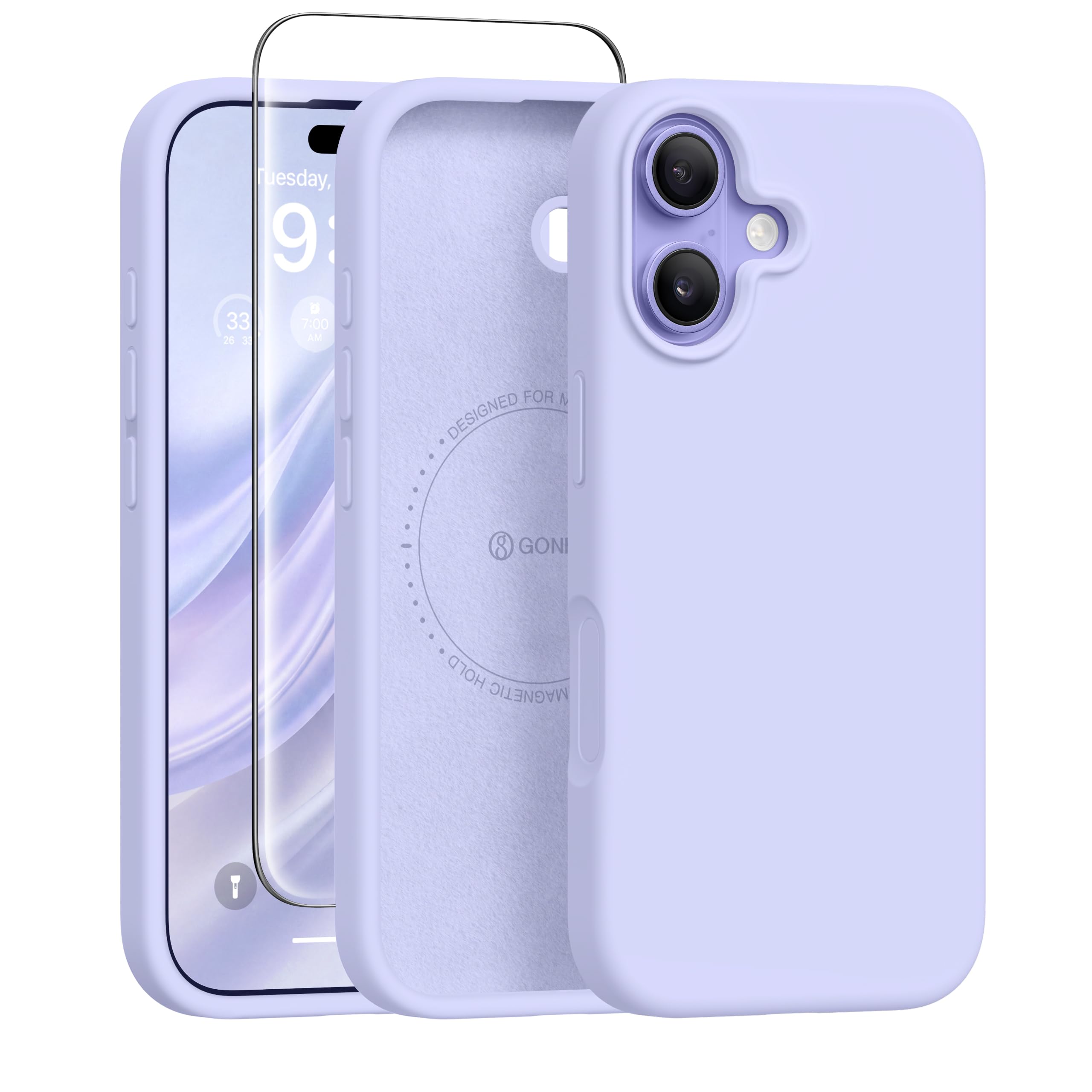 GONEZ Magnetic for iPhone 17 Case, Silicone Cover Lilac