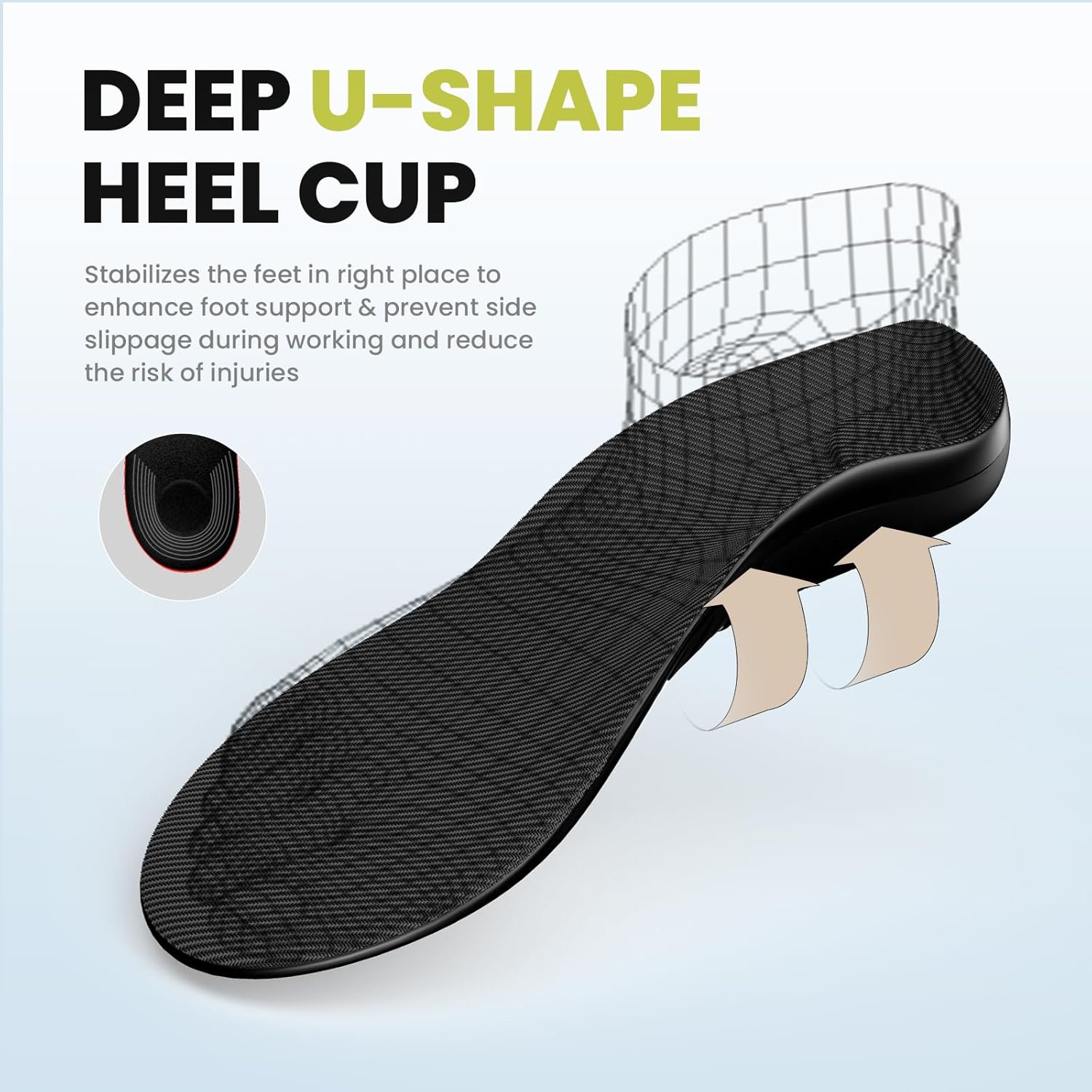 Heavy Duty Support Pain Relief Orthotics - Welnove 220+ lbs Plantar Fasciitis Insoles with High Arch Support Flat Feet Insoles for Standing All Day Work Boot Inserts for Women 10-11.5 and Men 8-9.5 - Image 5