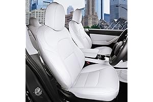 Custom Tesla Model Y Seatcovers - White Leather Front and Bench Seats