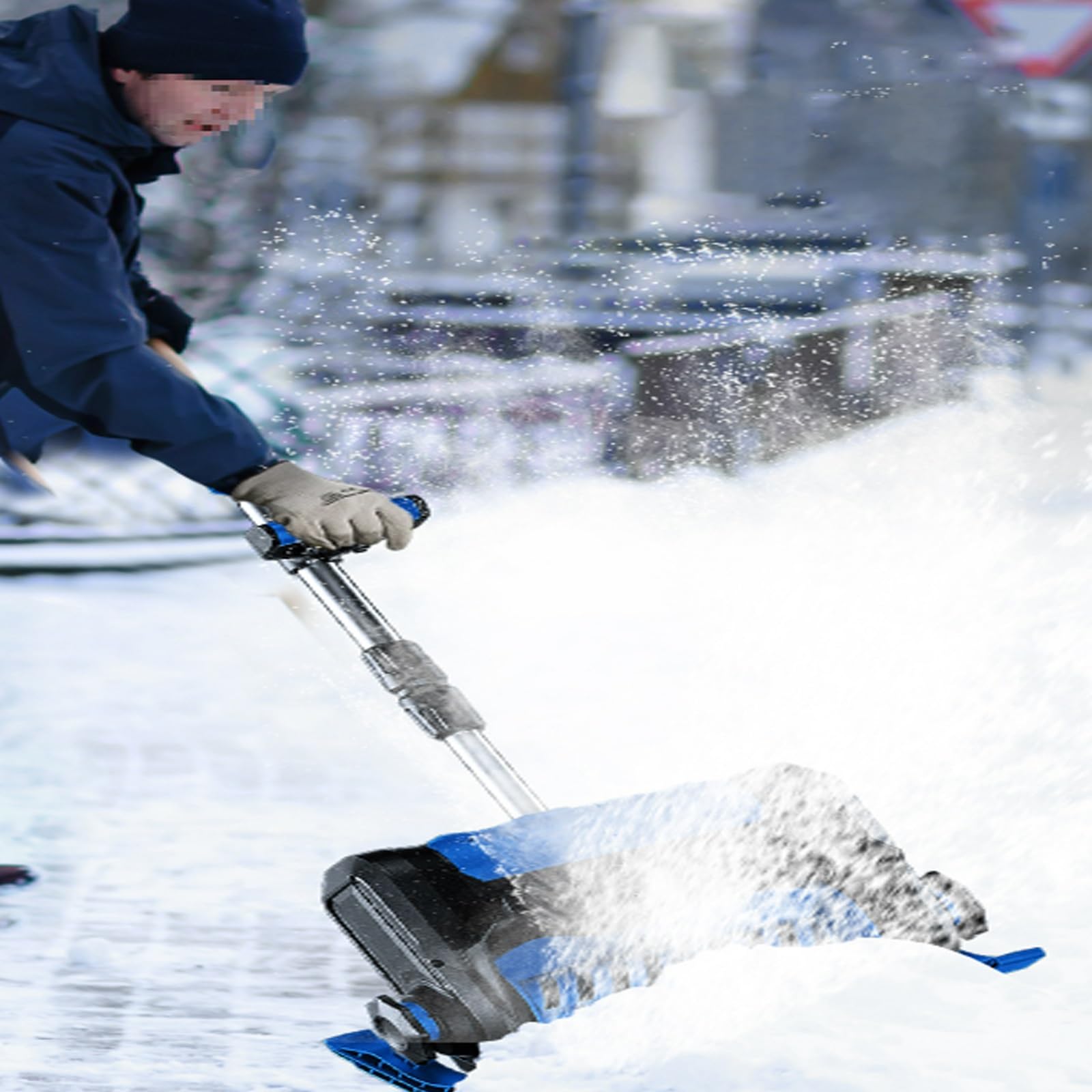 Pala da neve elettrica senza fili, 1200 W, larghezza 30 cm, asta telescopica regolabile, ricaricabile, per vialetti, marciapiedi, varie superfici (1 batteria)