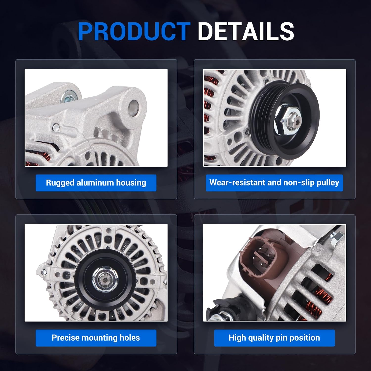 Autoround Alternator Fit for 2006-2015 Toyota Yaris, 12V 80A CW 4-Groove Pulley, Replace# 1042108180 11203N 11505