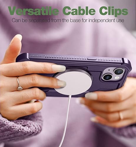 Miniatura 6 de Dexnor Funda magnética para iPhone 14 y iPhone 13, compatible con MagSafe, protector de pantalla y soporte integrados cuerpo completo, a prueba de