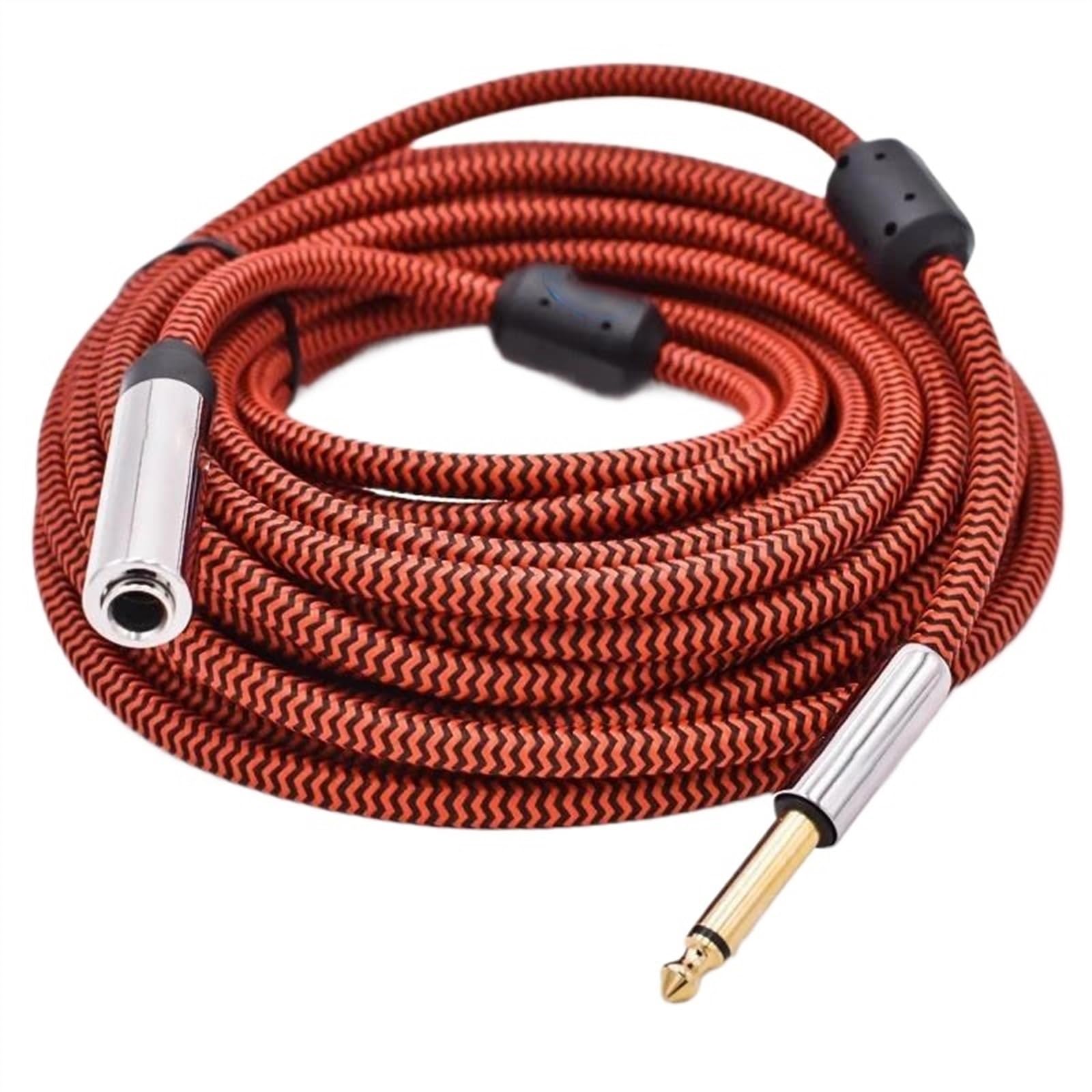 Kabel instrumentowy Premium 6.35 Przewód Przedłużający 1/4 Cala TS Jack Męski Na Żeński Kabel Do Gitary, Mikrofonu, Miksera(Red-straight,15meter)