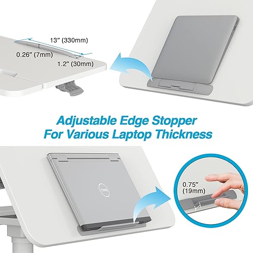 Miniatura 6 de AVLT Escritorio ambidiestro de pie móvil ambidiestro de 47 pulgadas con bandeja inclinable superior dividida (3 pies 11 pulgadas)  Carrito neumático