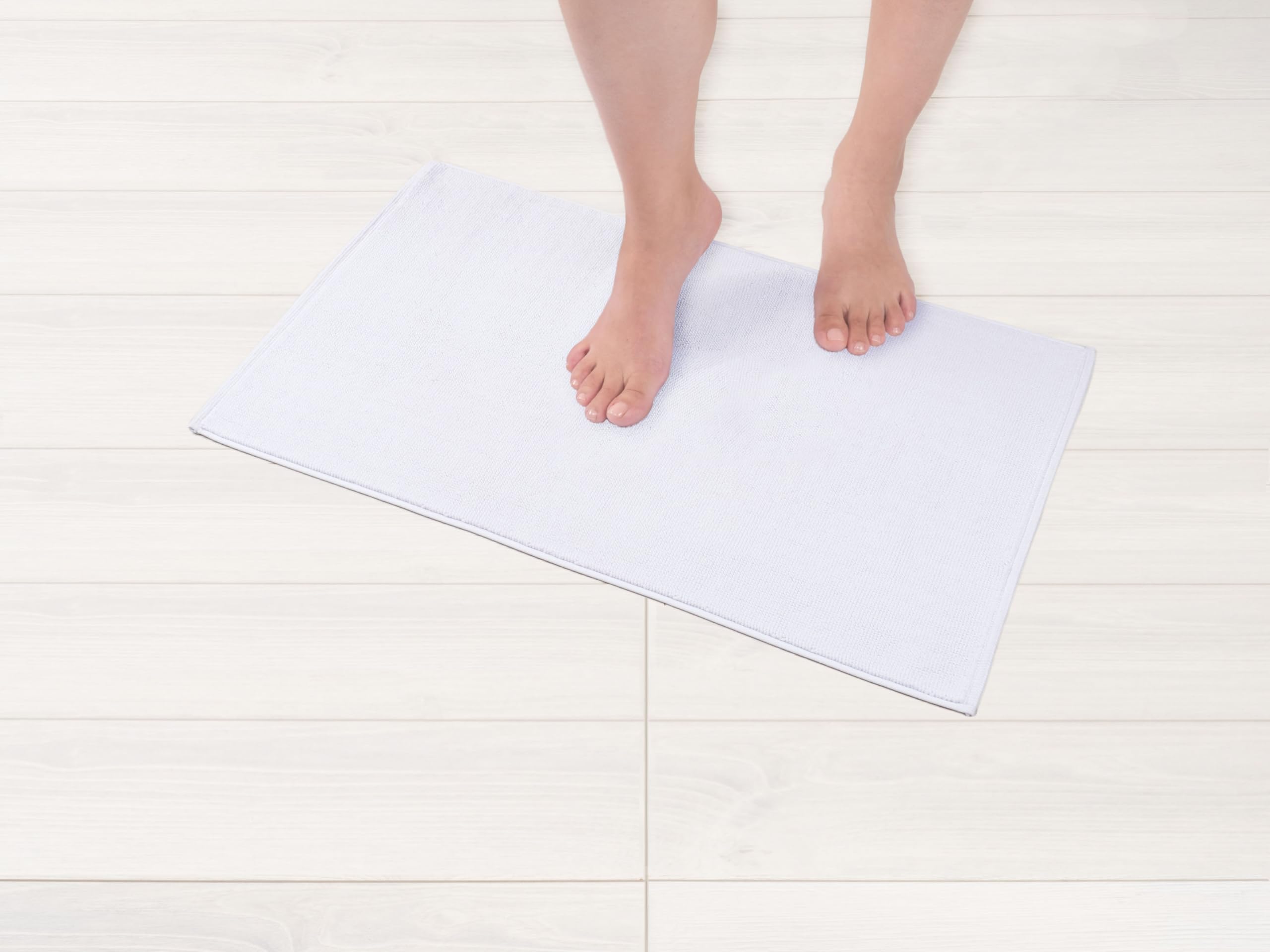 Hammetex Non-Slip Bath Mat, 43 x 61 cm, 100% Cotton, 1200 GSM, Washable, Absorbent, Quick Dry, Oeko-TEX Certified, White