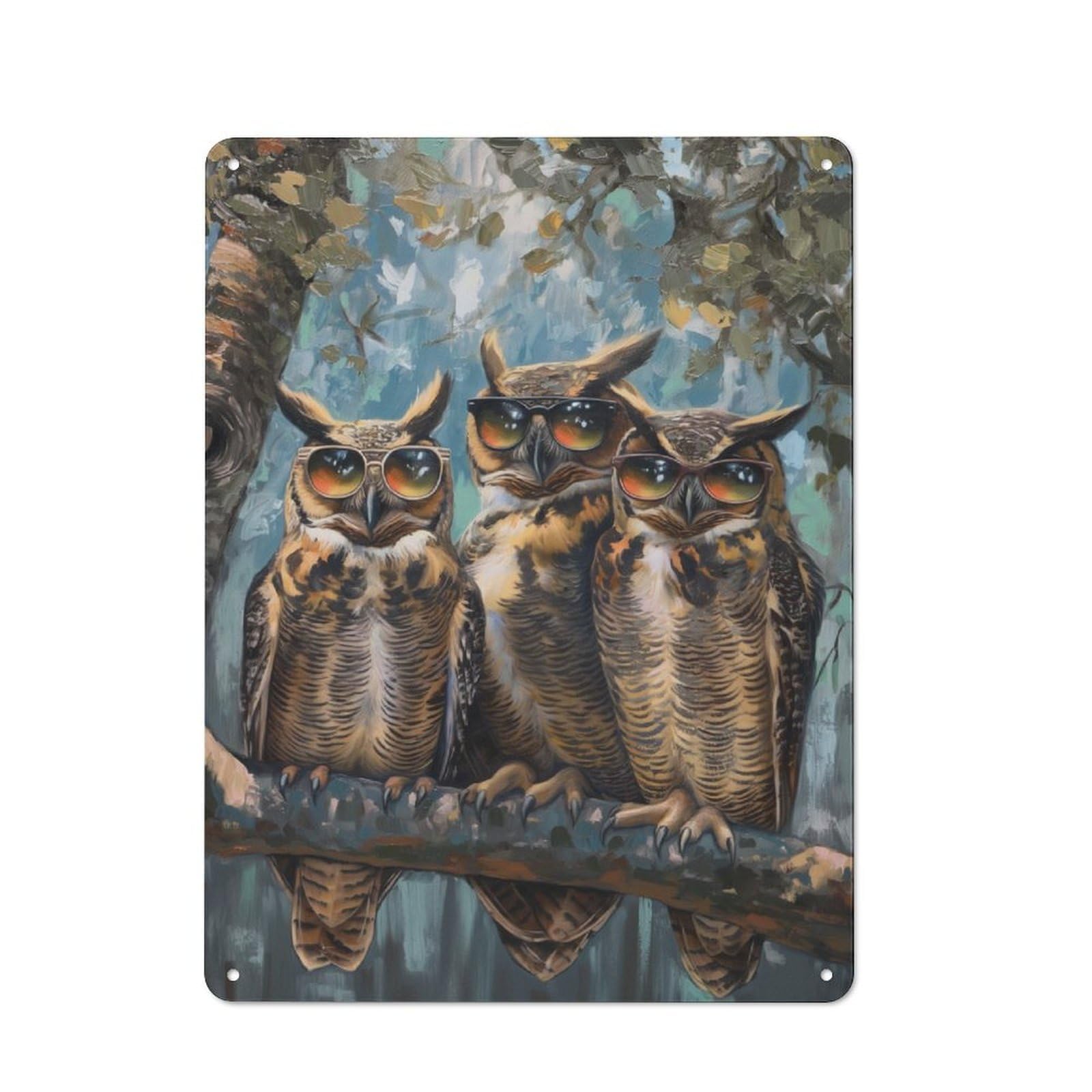 Junmoney Hilarious Owls Sunglasses Retro Tin Sign 40X30cm Featuring For Home Bar Wall, For Collectors Decorating Home Bars And Entertaining Spaces