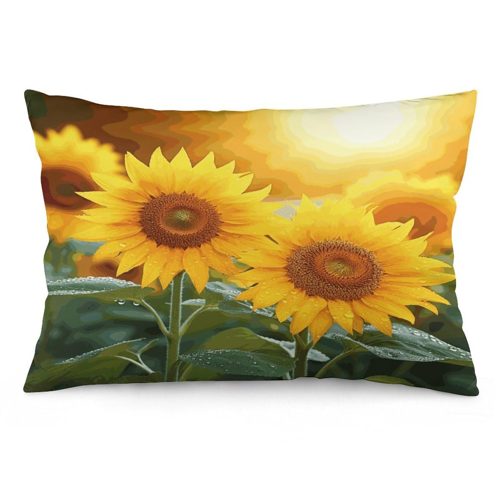 Sunflower Flowers Throw Pillow Covers with Silent Zipper Polyester Pillow Protectors Removable Pillow Cases Soft Pillowcase Cozy Pillow Sham Cushion Cover for Sofa Car Bed 20"x30"