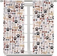 Vista 63 de Cortinas opacas con estampado de patas de perro, estampado de patas de perro y huesos, tratamiento de ventana, cortinas con aislamiento térmico