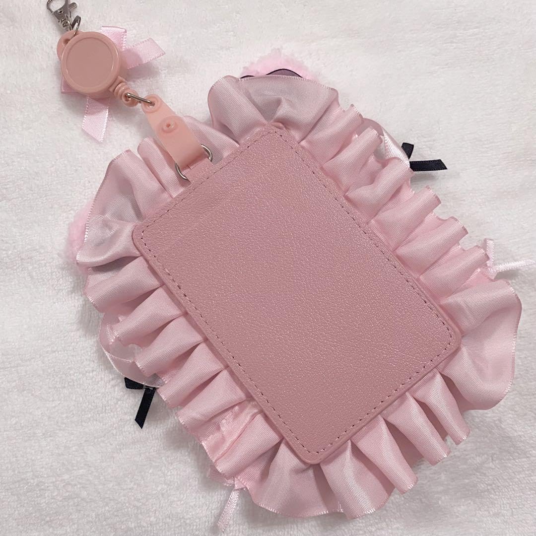 Amazon.co.jp: 定期入れ トレカケース パスケース ピンク×黒 リボン  