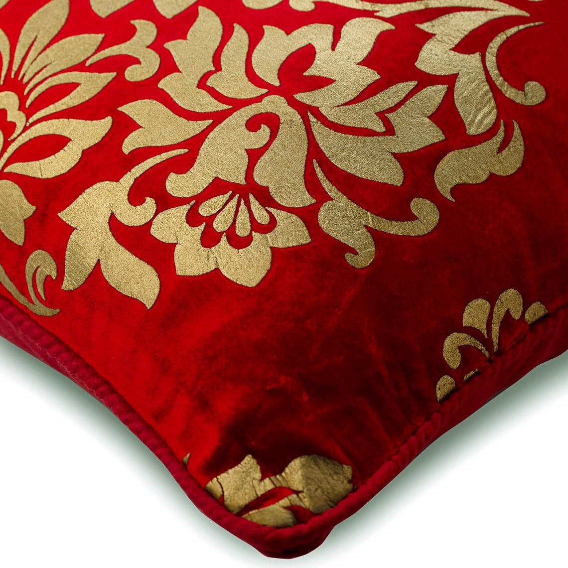 SCHÖNER LEBEN Duval Federa Per Cuscino In Velluto Rosso 50x50 Cm – Morbida E Elegante Per Divano E Letto - 3