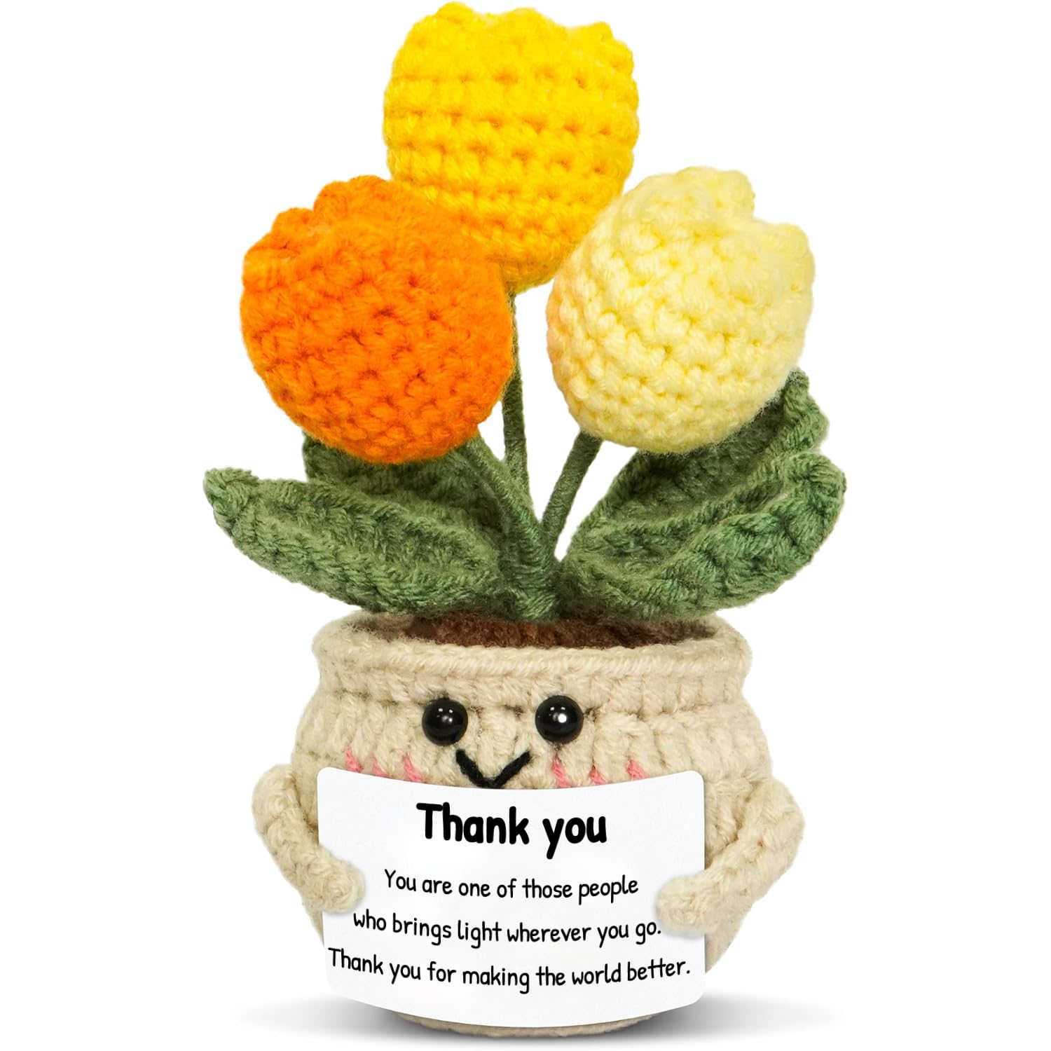 Thank You Gifts for Women - Mini Tulip Positive Emotional Support Crochet - Easter Basket Stuffers, Birthday Appreciation Friendship Easter Gifts for Teacher Coworker Best Friend Boss Nurse