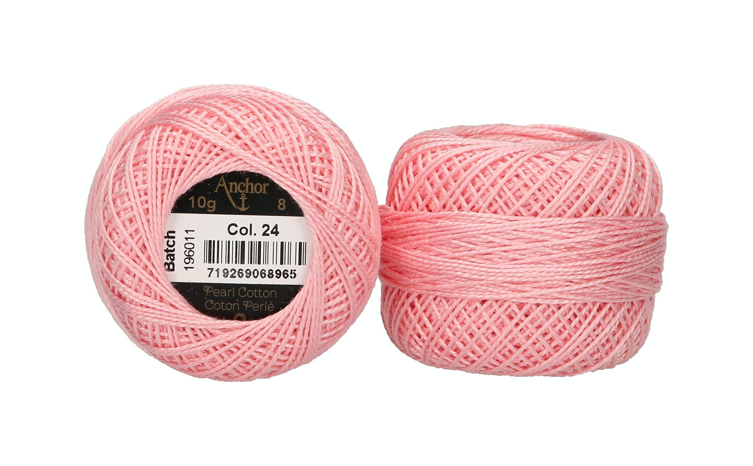 Anchor 4591008-00024 Embroidery Thread, 100% Cotton, Rose, Thickness 8, 82 m