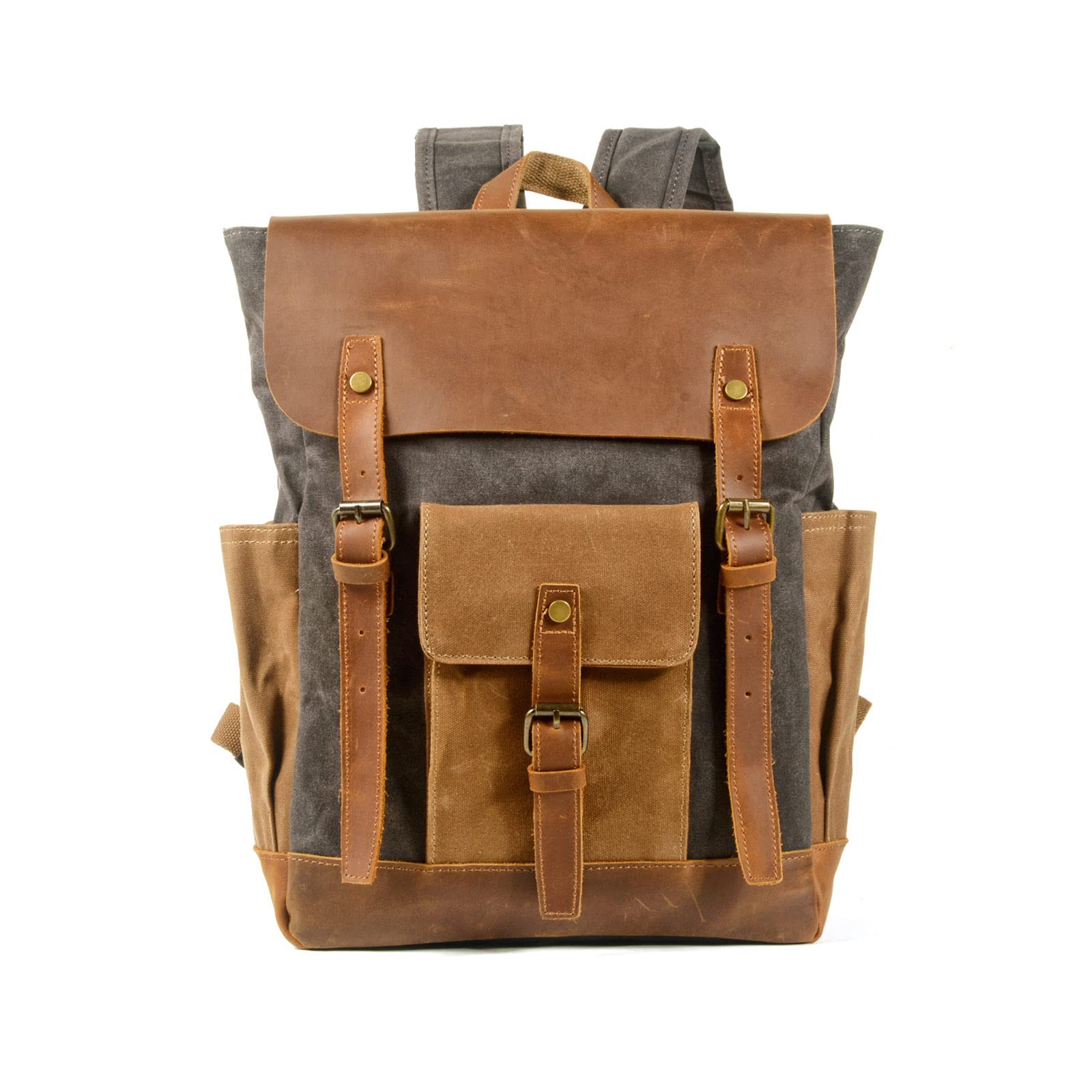 FANDARE Vintage Rucksack for Men Backpack Hiking Women Canvas Outdoor Hiking Daypacks Vintage Daypacks Travel Trekking Rucksack Shoulder Bag for Men Women Sport Camping Mountaineer Knapsack Dark Gray — image 1