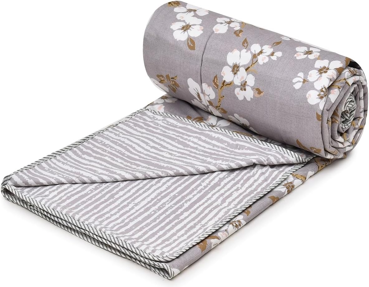 COZY FURNISH Super Soft Brushed Microfiber Cotton 3 Layer Breathable Single Dohar Lightweight Warm Bed Dohar 57X87(Inches) 144X220(CM) Flannel Dohar Throws for Bed| TC - 144, Green Pink