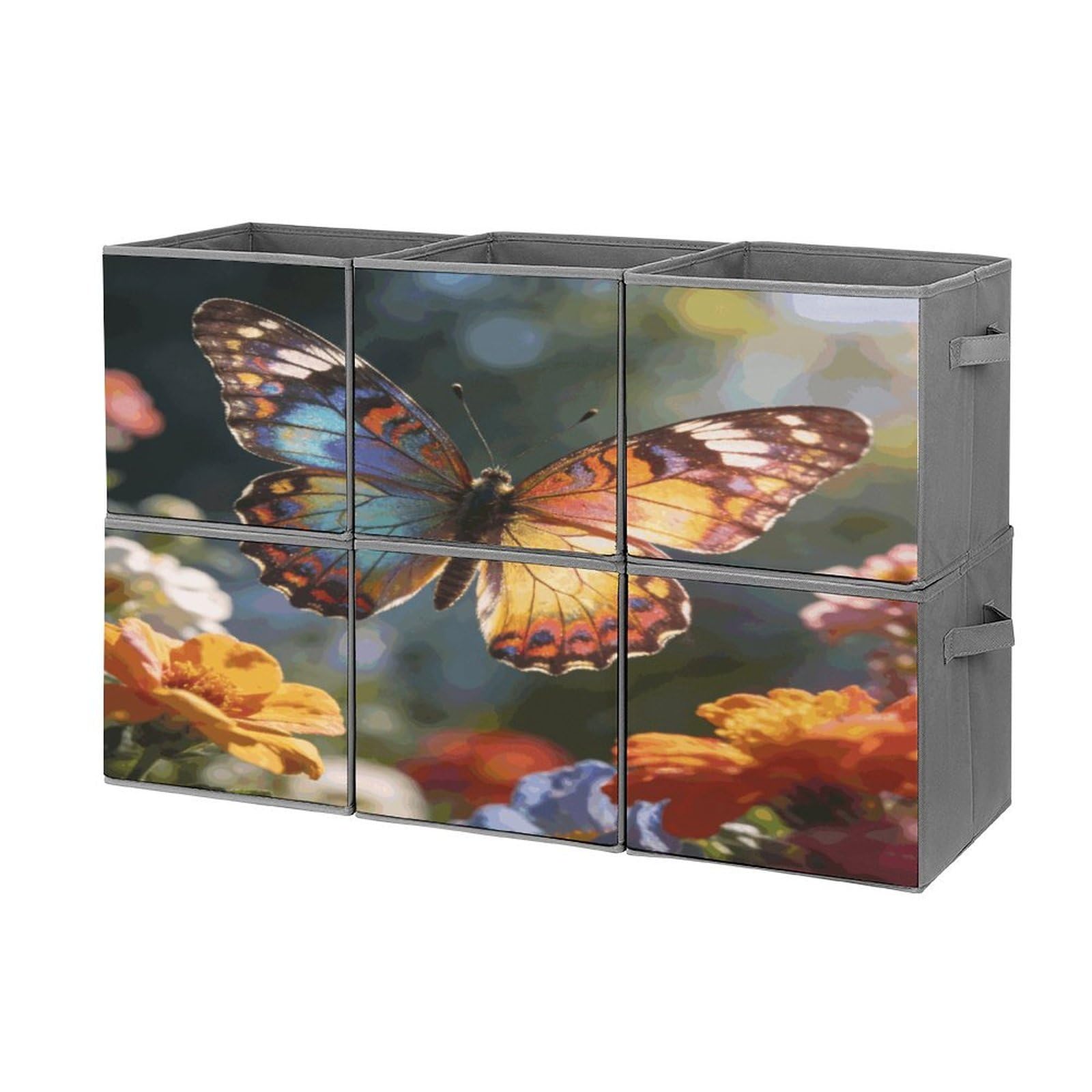 Fodpand Style Butterfly Cube Bins With Double Handles,Set Of 6 Cube Organizer, Stackable And Foldable Storage Bins For Organization, Closet, Shelves, Offices
