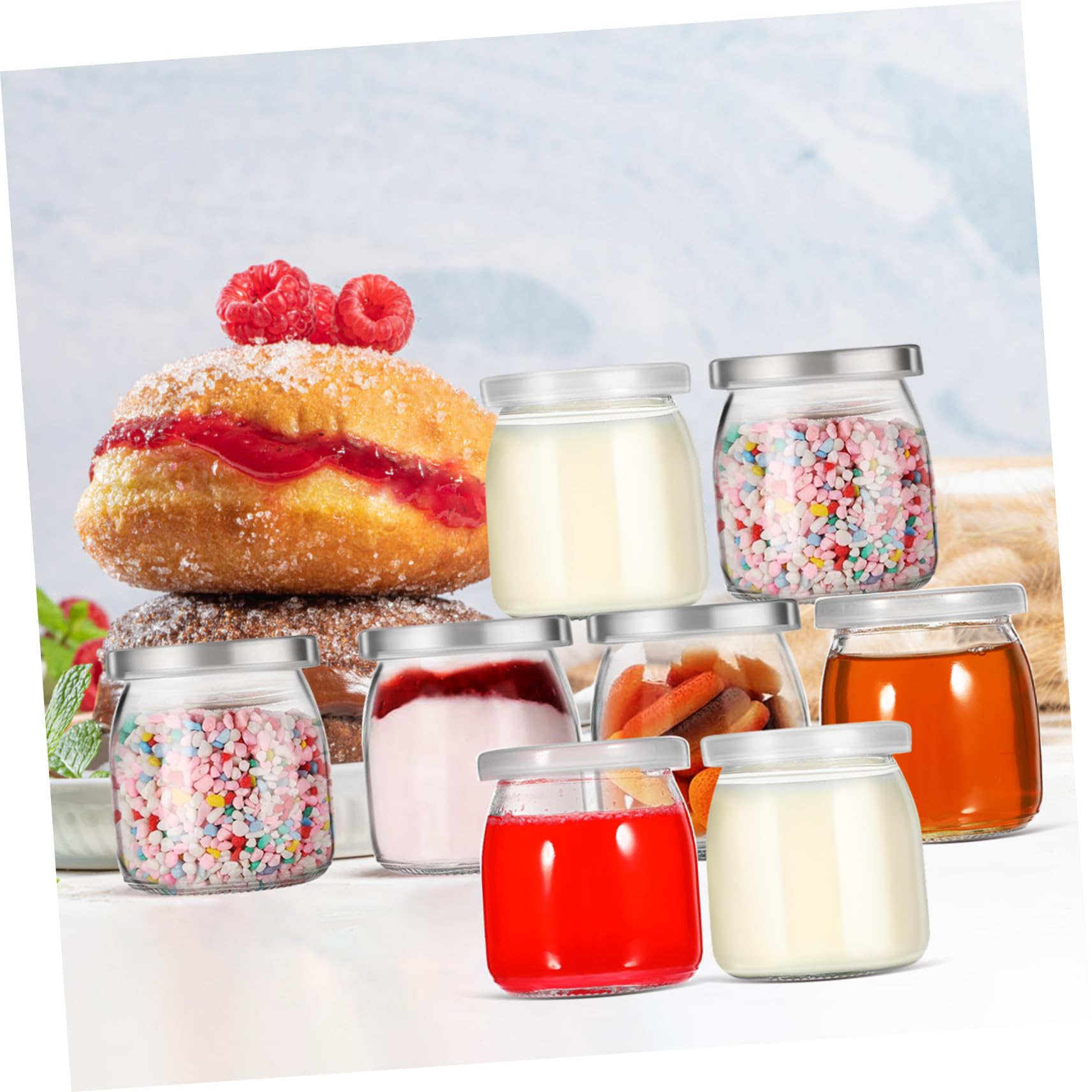 PRETYZOOM 12 Stück Teiliges Hitzebeständige Glas Joghurtgläser mit Deckel Kleine Mehrzweck Puddinggläser für Desserts Marmelade Honig Babybrei Sicher Praktisch Vielseitig Einsetzbar