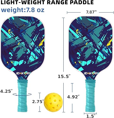 Miniatura 4 de POOK UP Juego de pickleball de fibra de vidrio premium, azulnegro, paquete de 2 paletas para padres, hijos, adolescentes, hombres, mujeres, incluye