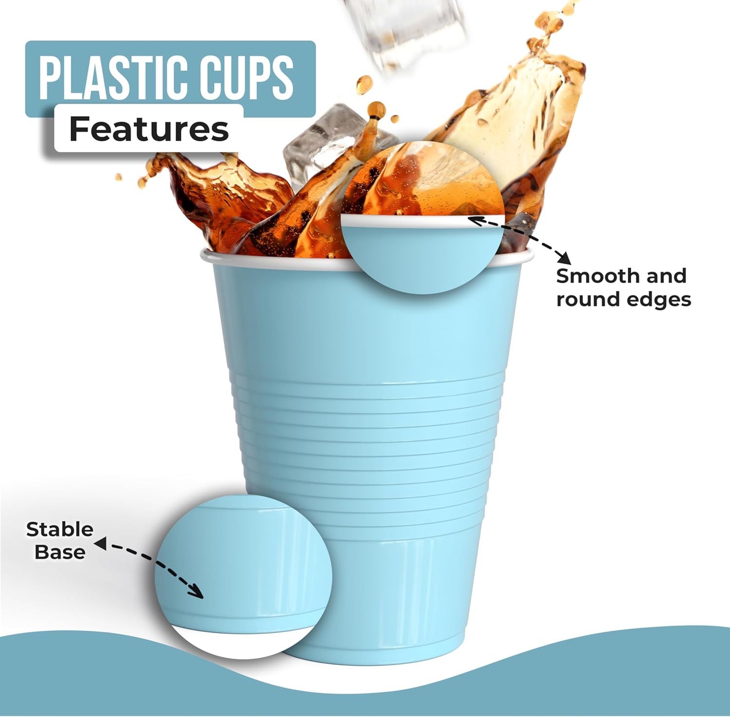 18 Oz Light Blue Plastic Cups For Party Supplies 600 Pack | Light Blue Large Plastic Cups Bulk | Disposable Drinkware For Parties, Events & Everyday - Image 2