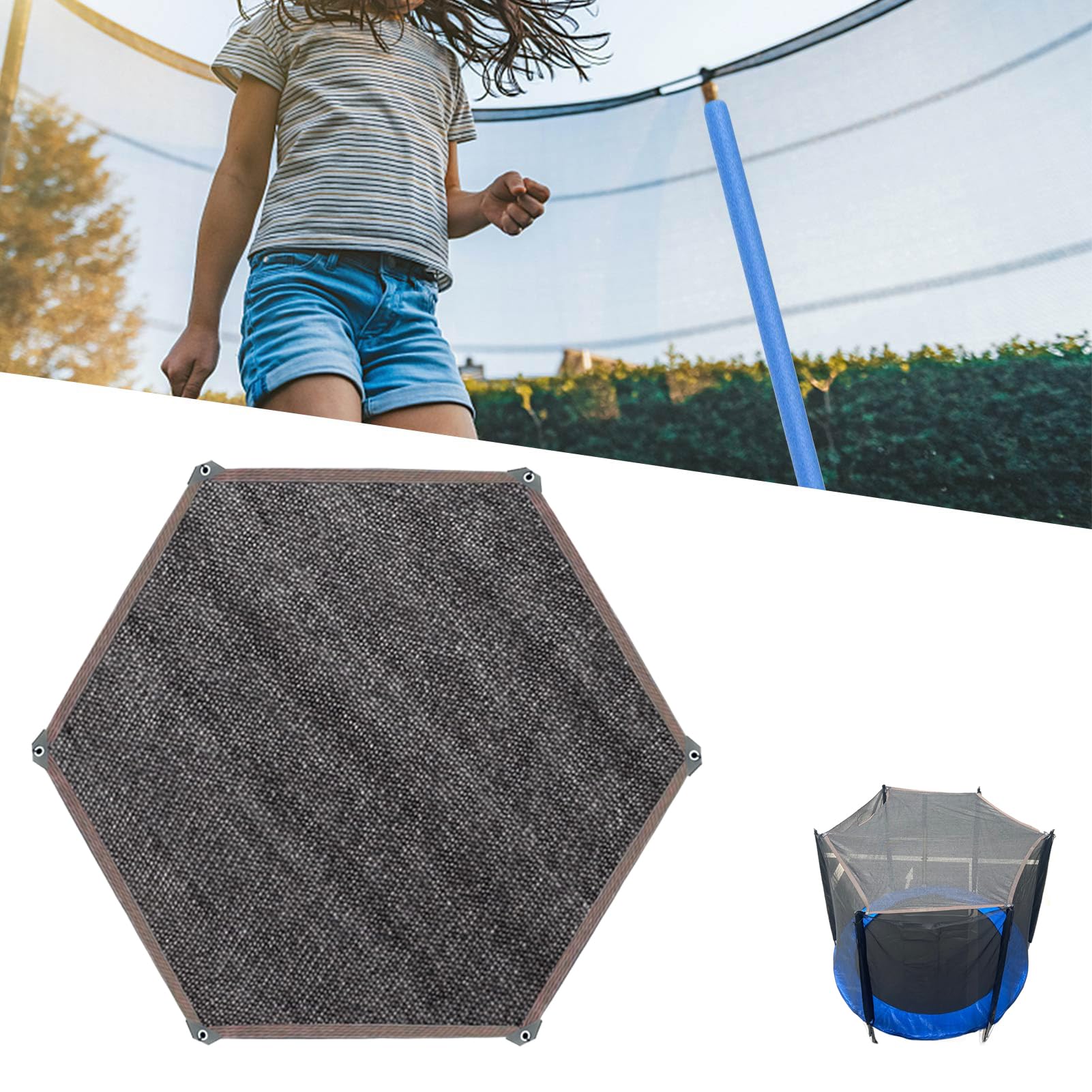 Rete Parasole per Trampolino, Ø 183 244 305 366 427 cm Copertura Parasole per Trampolino, Copertura per Trampolino, Resistente ai Raggi UV & Antistrappo, Accessor-i per T-rampolino
