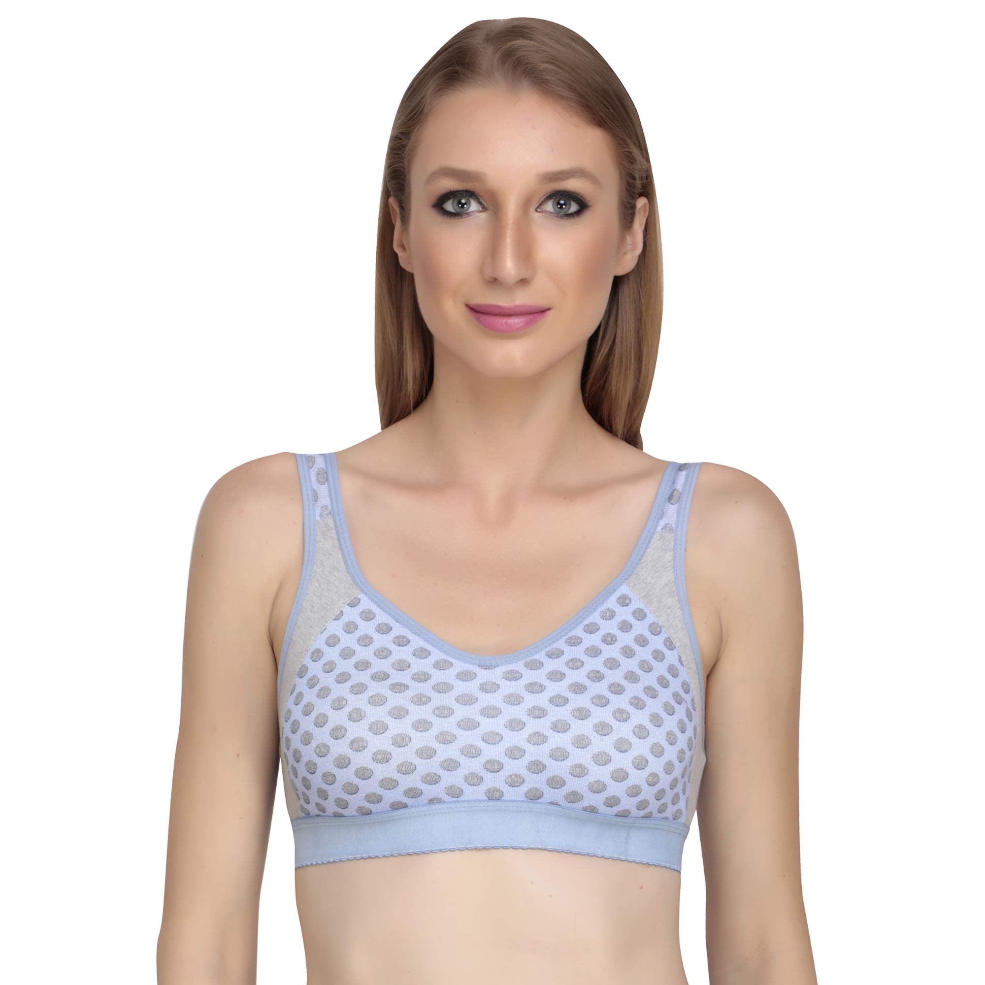 Cotton Women Sports Bra - Full Coverage Non Padded Non Wired Push Up Soft Cup for Dress Saree T-Shirt for Gym Running Daily and Casual Everyday Use-image-42