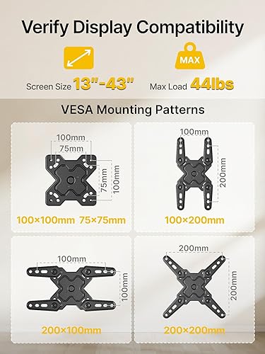 Miniatura 7 de monTEK Soporte de pared para TV de movimiento completo para la mayoría de televisores y monitores de pantalla plana LED LCD de 13 a 43 pulgadas,
