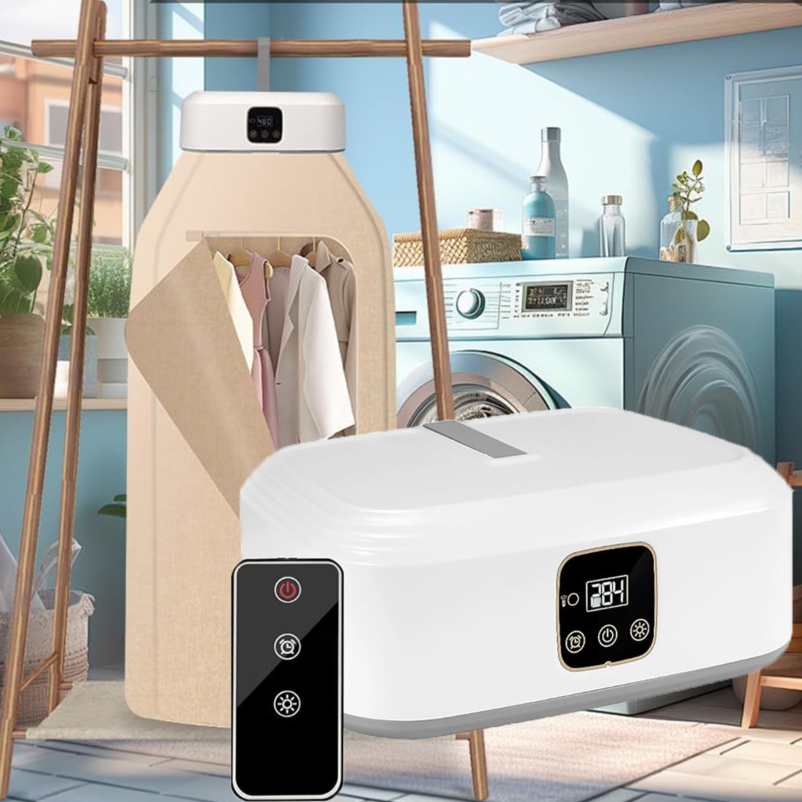 Secadora, PequeñA Secadora EléCtrica Plegable Compacta Con Bolsa Seca, Mini Secadoras De Ropa Con Control Remoto Para Viajes, Apartamentos, Casas Rodantes Y Hogares