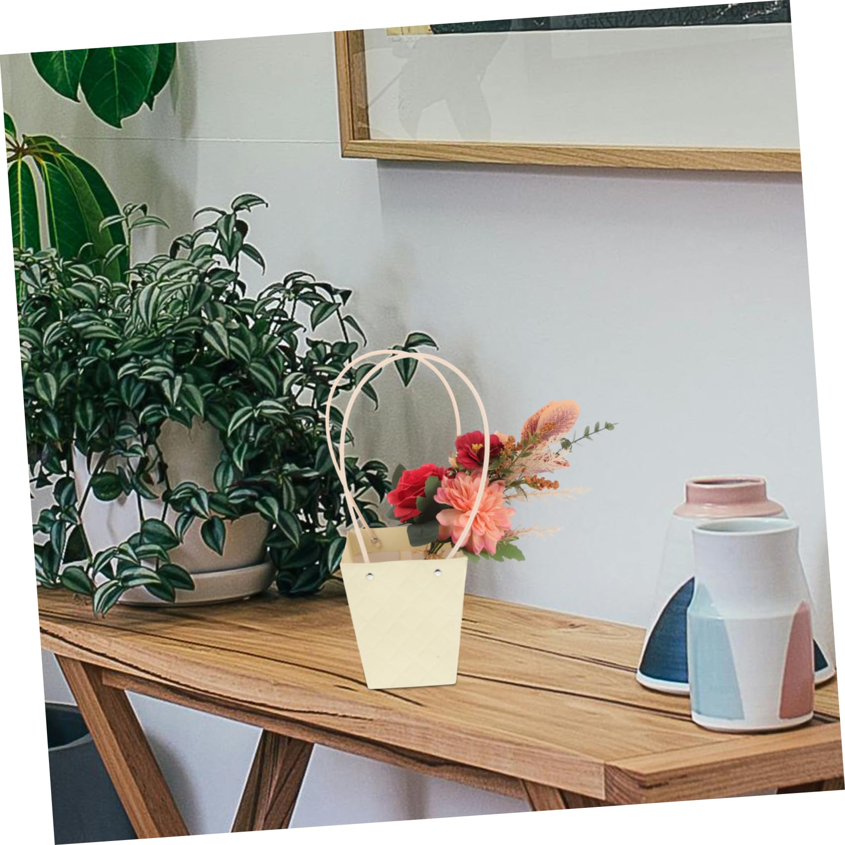 Generico 10 Pezzi Sacchetti Per Bouquet Di Fiori Con Manico Per Composizioni Floreali, Confezioni Ed Espositori Floreali, Scatole Per Bouquet Di Fiori, Sacchetto in Carta