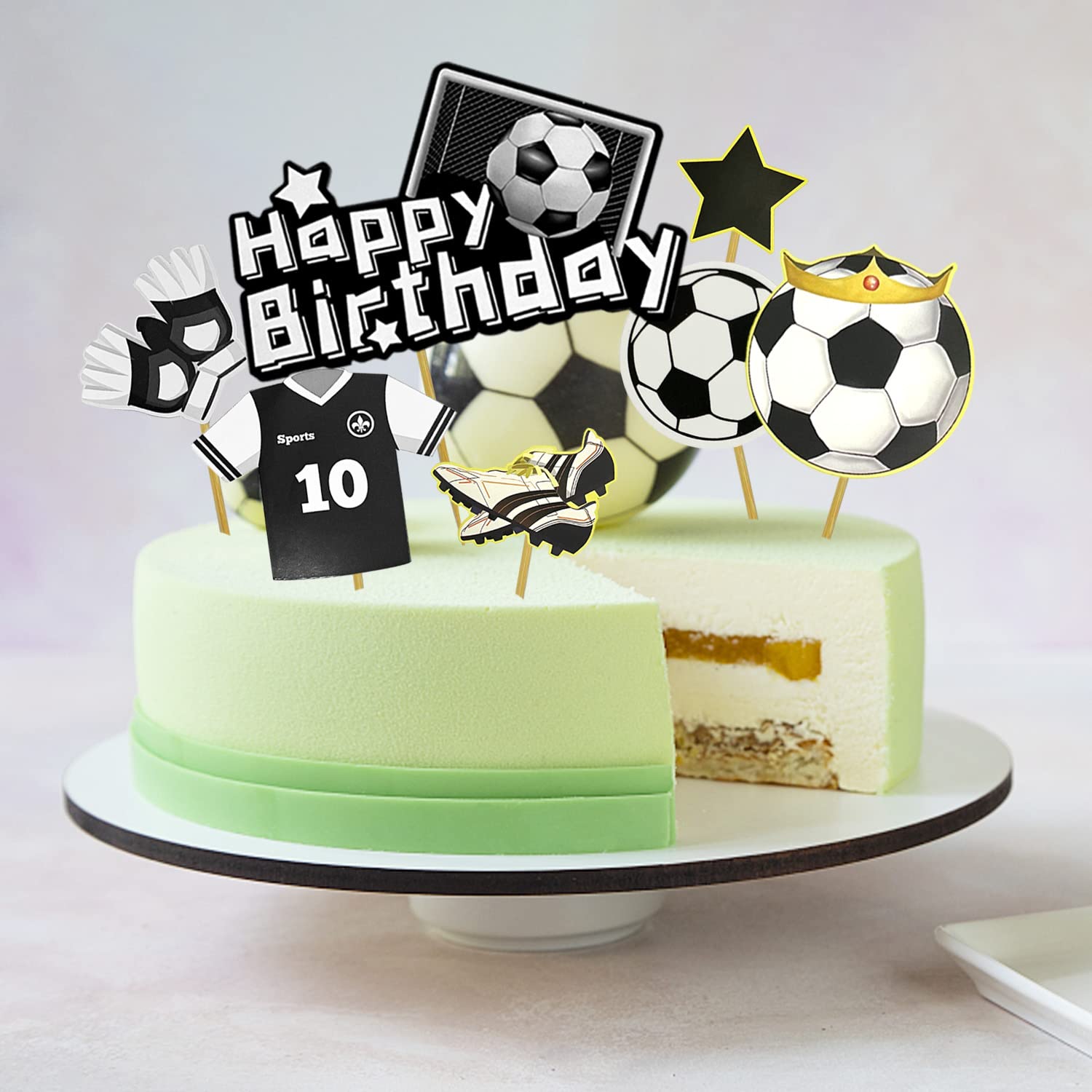 Decorazioni Torta Calcio - Inserto Compleanno + 10 Palloni, Per Torte A Tema Sportivo - Foto 11