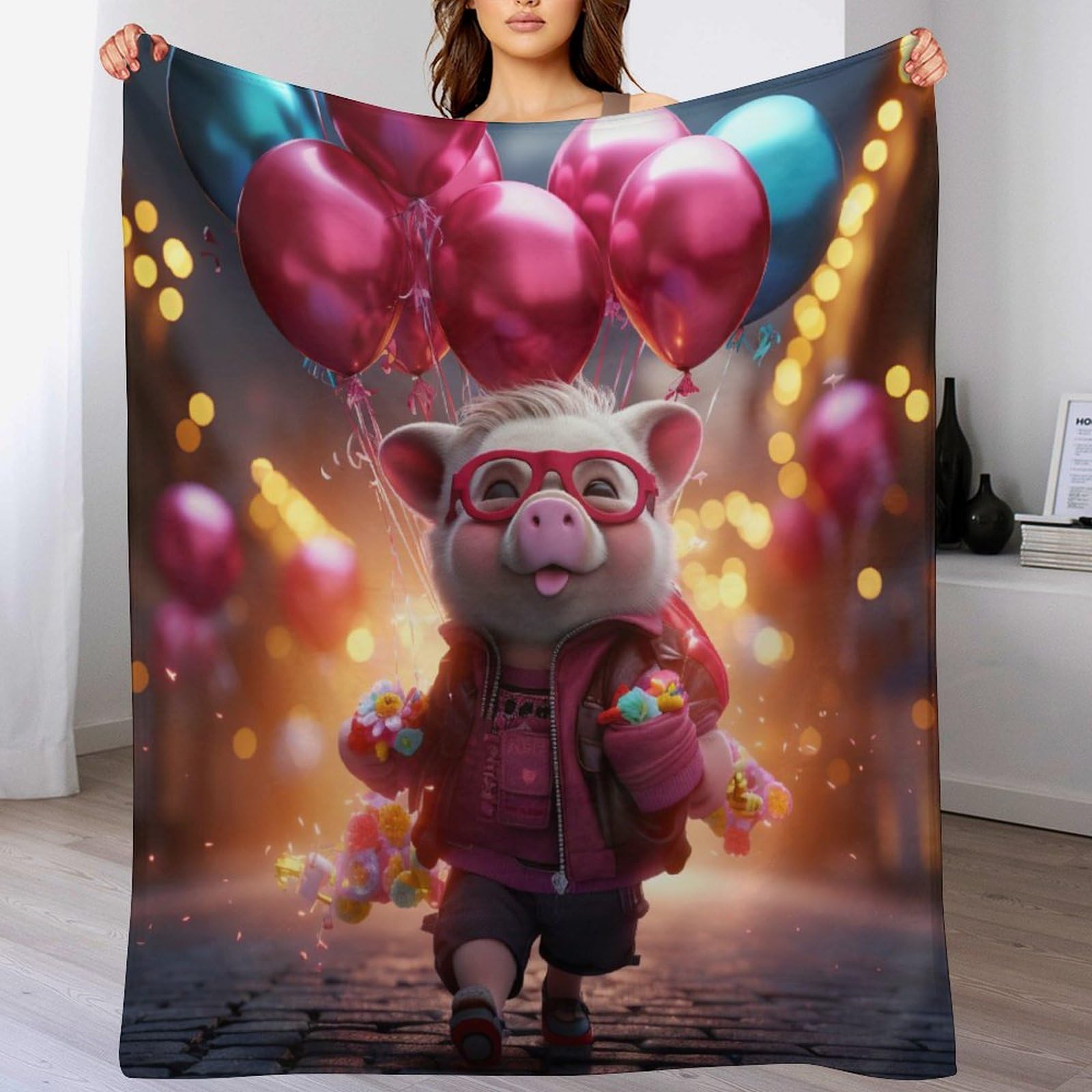 Couverture polaire cochon anti-froid en flanelle douce pour réchauffer vos nuits fraîches