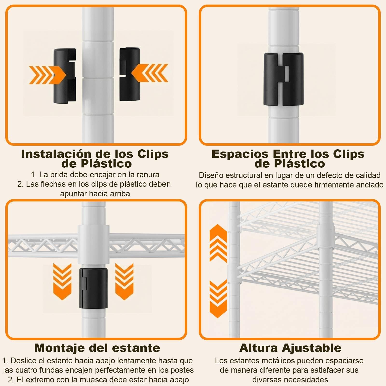 Himimi Perchero Telescópico con 4 Barras para Ropa, Armario Estable de Alta Capacidad con 6 Estantes Metálicos y 1 Gancho, Altura Ajustable, Sistema de Armario Abierto, A(182-240) x H180 cm Blanco