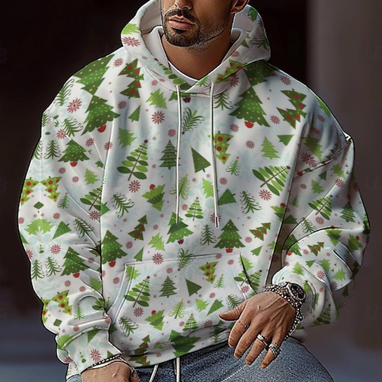 Generico Completo Natalizio Uomo,2 Pezzi Jogging Sportivi Set Completa Rosso Tuta Uomo Palestra Felpa con Cappuccio e Pantaloni divertente Babbo Natale per feste, serate, matrimoni