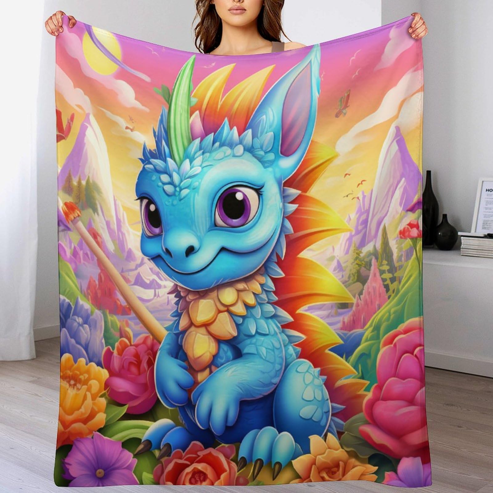 Couverture dinosaure flannel chaude anti-décoloration pour lit d'enfant