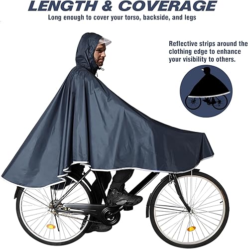 Miniatura 5 de Anyoo Poncho de lluvia impermeable para bicicleta, capas de lluvia, ligeras, compactas, reutilizables, para adultos