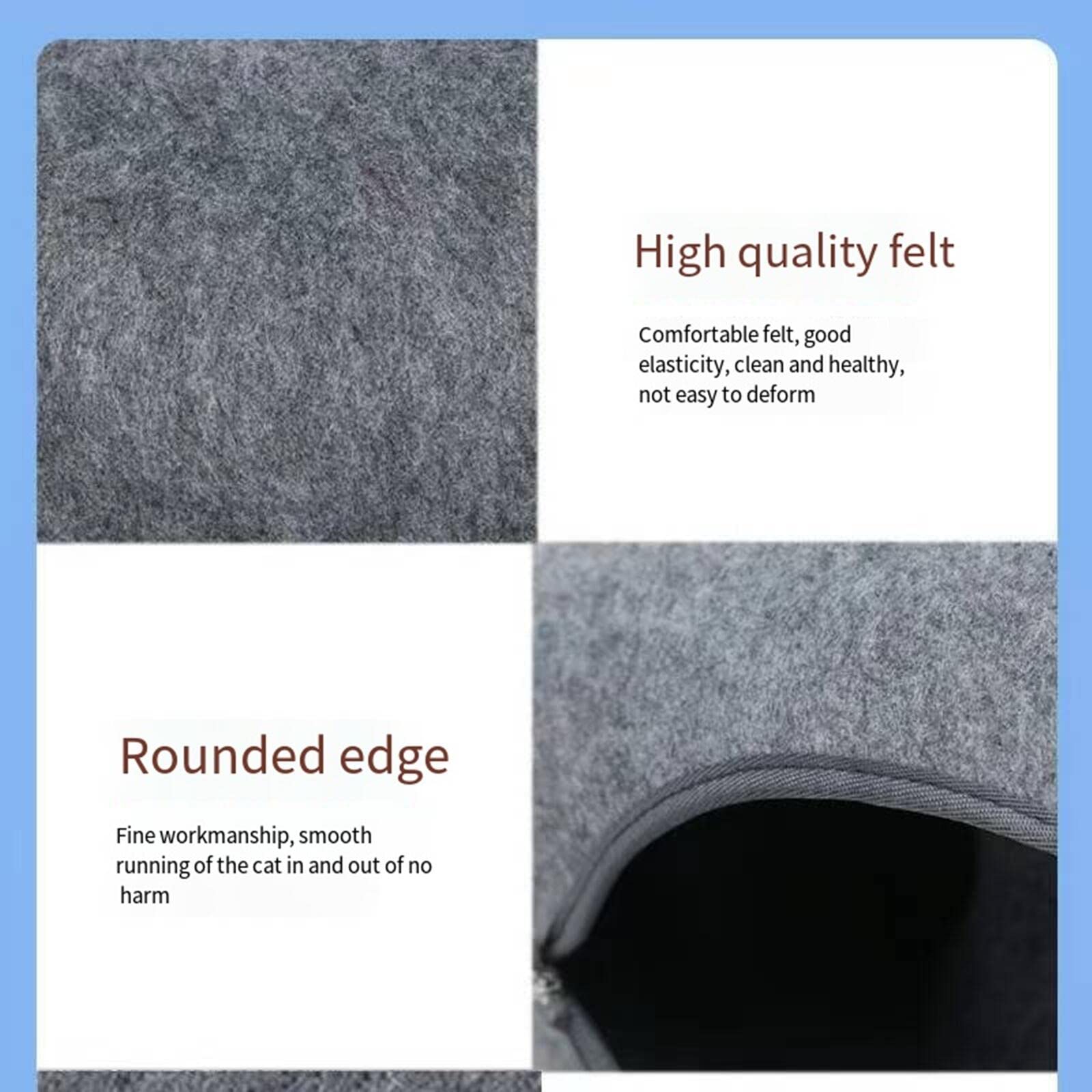 كهف للقطط من بيكابو، عش قطط قابل للإزالة بتصميم نفق من اللباد، عش للحيوانات الأليفة بتصميم حلوى دونات دائرية، سرير وكهف للقطط وكهف لجميع الفصول (كبير، داكن)