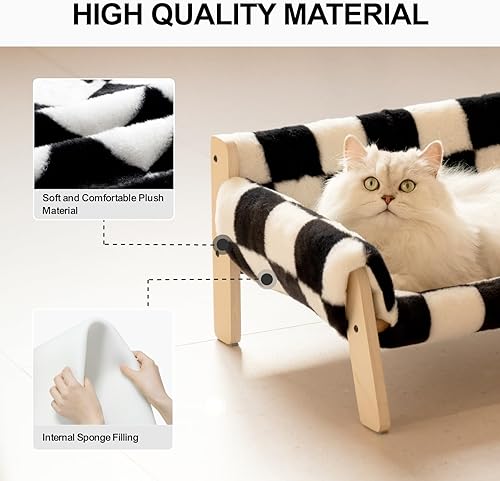 Miniatura 3 de MEWOOFUN Sofá cama para gatos, sofá para mascotas para gatos de interior, muebles de interior de madera, camas elevadas para gatos con funda de
