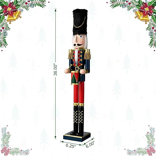 Miniatura 2 de Tambor de cascanueces de madera de 36 pulgadas de alto, novedad de gran tamaño, con sombrero de fieltro para decoración de porche, interior y