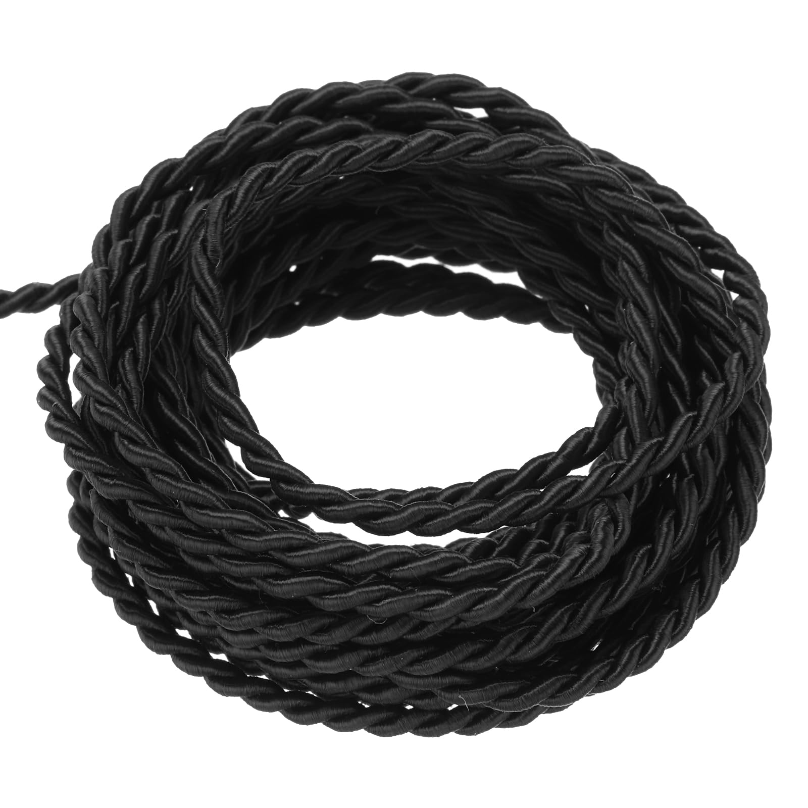 sourcing map Twisted Cord Trim, 11 Yard 2mm 3-Ply Twine Braided Rope Shiny Thread String for Craft Gift Bag Curtain Christmas Decor, Black - 10m