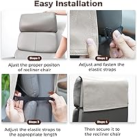 Vista 3 de Funda para reposacabezas para silla reclinable, protector para reposacabezas de piel sintética con correas elásticas, fundas para reposacabezas