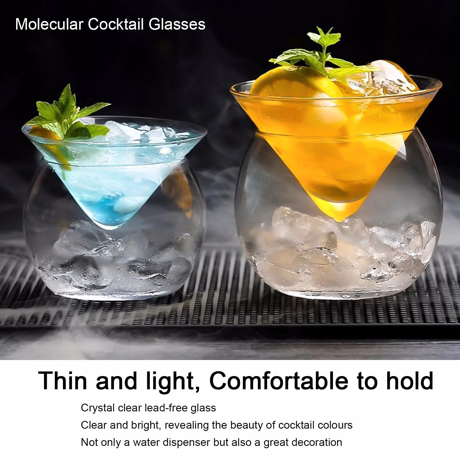 Set di 2 bicchieri da champagne Martini, bicchieri da cocktail refrigeranti, in cristallo ghiacciato, per frutta, insalatiera, con supporto per ghiaccio, set da 2 (CUPS01, M)