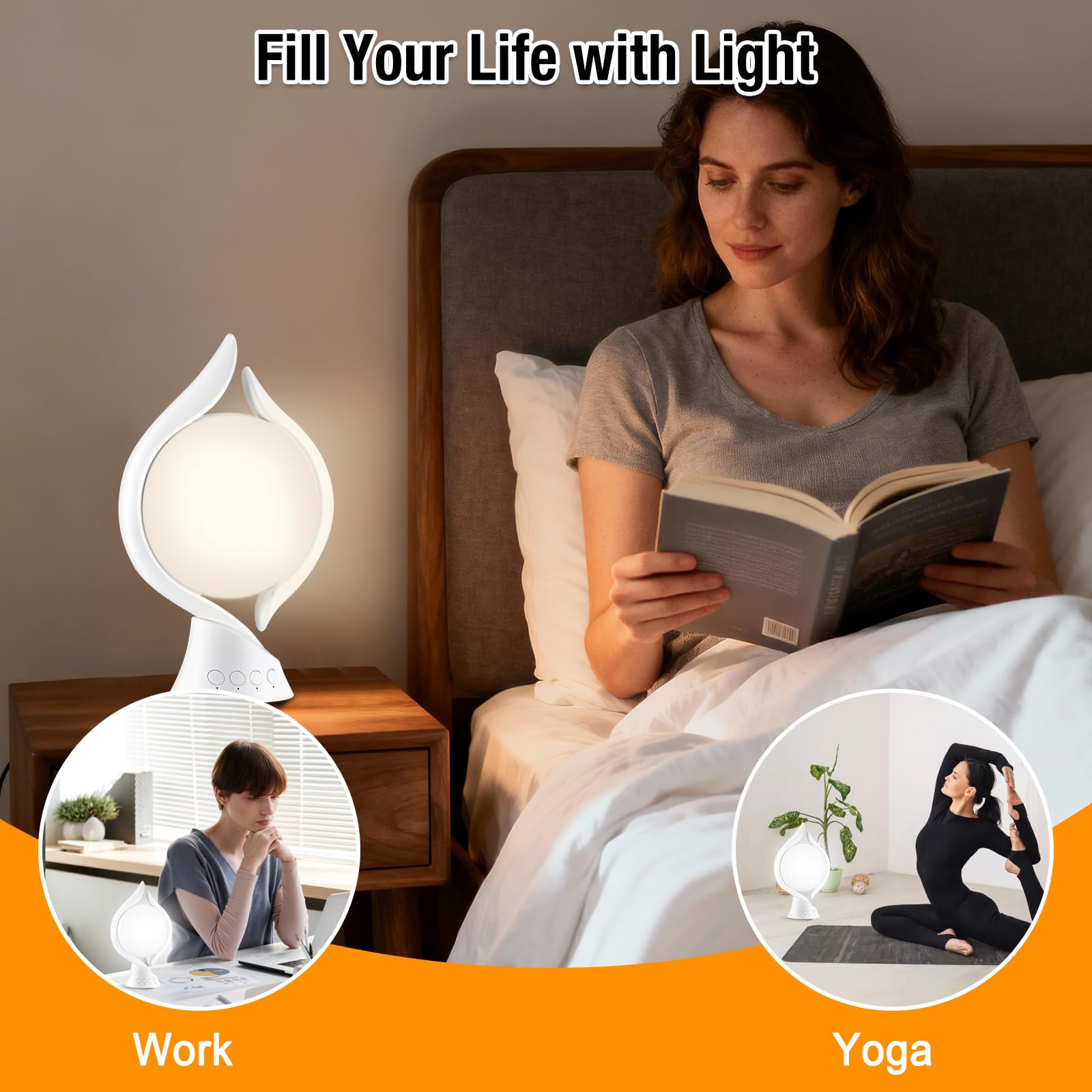 Lampada diurna 15000 Lux, lampada a LED per terapia luminosa senza raggi UV, con 3 temperature di colore, 4 timer e 5 luminosità regolabili, simulazione di luce diurna, luce solare con funzione di